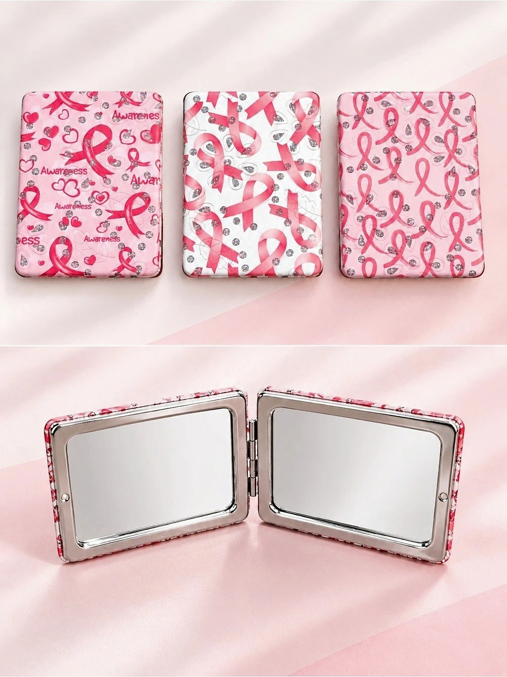 Pink & White Compact Mirrors Set NWT